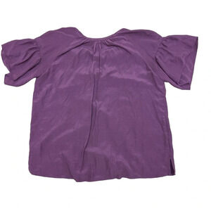 Loft Purple tie back ruffle sleeve blouse